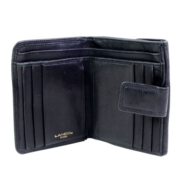 Lancel PARIS BLACK GENUINE LEATHER ID CARD COIN SMALL HOLDER BIFOLD WALLET PURSE - Picture 8 of 11